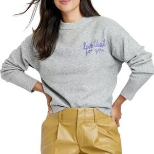 Women's Pull-Over Sweater "Love That For You" A New Day (Size-2X) GRAY - NEW!!!